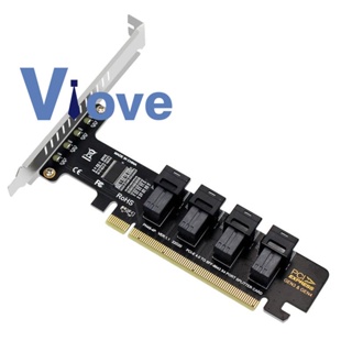 อะแดปเตอร์การ์ดขยาย NGFF PCI-E 16X เป็น 4 พอร์ต U.2 NVME SFF-8639 8643 NVME PCIE SSD สําหรับเมนบอร์ด SSD