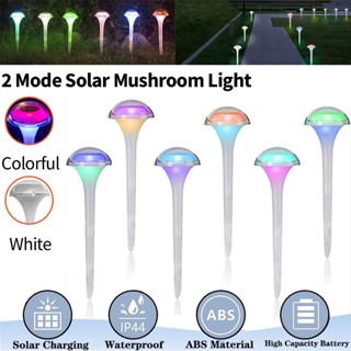 โคมไฟ LED พลังงานแสงอาทิตย์ รูปเห็ด หลากสี สําหรับตกแต่งสวน สนามหญ้า 1 2 4 6 ชิ้น