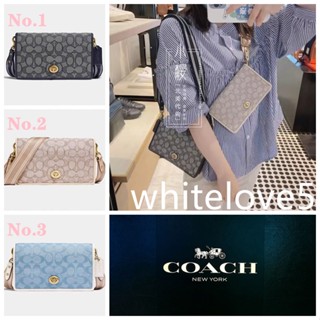 Hayden Foldover Crossbody Clutch C3824 ผ้าแคนวาส พิมพ์คลาสสิก แท้ COAC H กระเป๋าสะพายข้าง