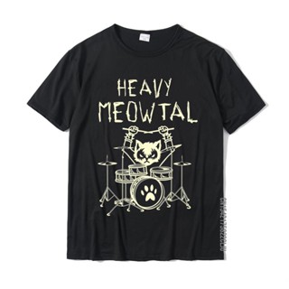 เสื้อยืด ผ้าฝ้าย ขนาดใหญ่ พิมพ์ลาย Heavy Meowtal Cat Metal Music Idea สําหรับสัตว์เลี้ยง เจ้าของแมว