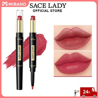 พร้อมส่ง Sace Lady ลิปสติกเนื้อแมท กันน้ำ 16h Long Wear Liquid 5 Color Double-ended Lipstick Pen Lip Glaze Moisturizing Long Gift Lipmatte Lip Care Lip Makeup Female