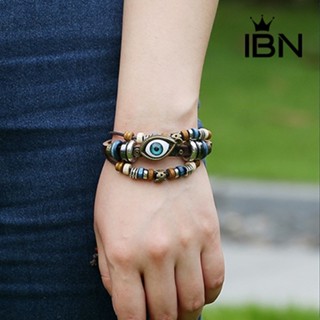 Ibn_unisex สร้อยข้อมือหนังเทียม แฮนด์เมด ปรับได้ สไตล์ตุรกี สําหรับผู้ชายและผู้หญิง