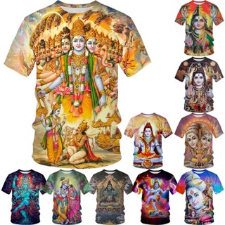 Shiva เสื้อยืดคอกลม แขนสั้น พิมพ์ลาย 3D สไตล์ฮิปฮอป ฮาราจูกุ สตรีท ฤดูร้อน สําหรับผู้ชาย และผู้หญิง