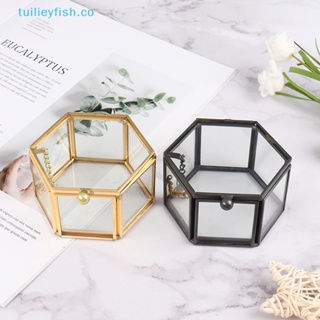 Tuilieyfish กล่องแก้ว ทรงเรขาคณิต สําหรับใส่เครื่องประดับ แหวน