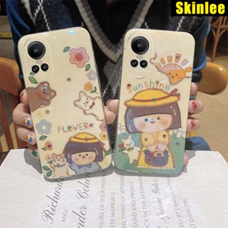 เคสโทรศัพท์มือถือ ซิลิโคน แต่งกลิตเตอร์ ลายการ์ตูนดอกทานตะวัน และดอกไม้ ระยิบระยับ สําหรับ OPPO Reno 10 Pro Plus 10 Pro+