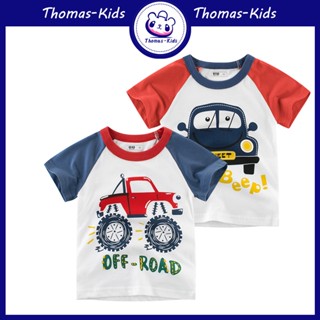 [THOMAS Kids] เสื้อยืดคอกลม แขนสั้น ผ้าฝ้าย พิมพ์ลายรถยนต์น่ารัก ระบายอากาศ แฟชั่นฤดูร้อน สําหรับเด็กผู้ชาย ผู้หญิง 1-10 ปี