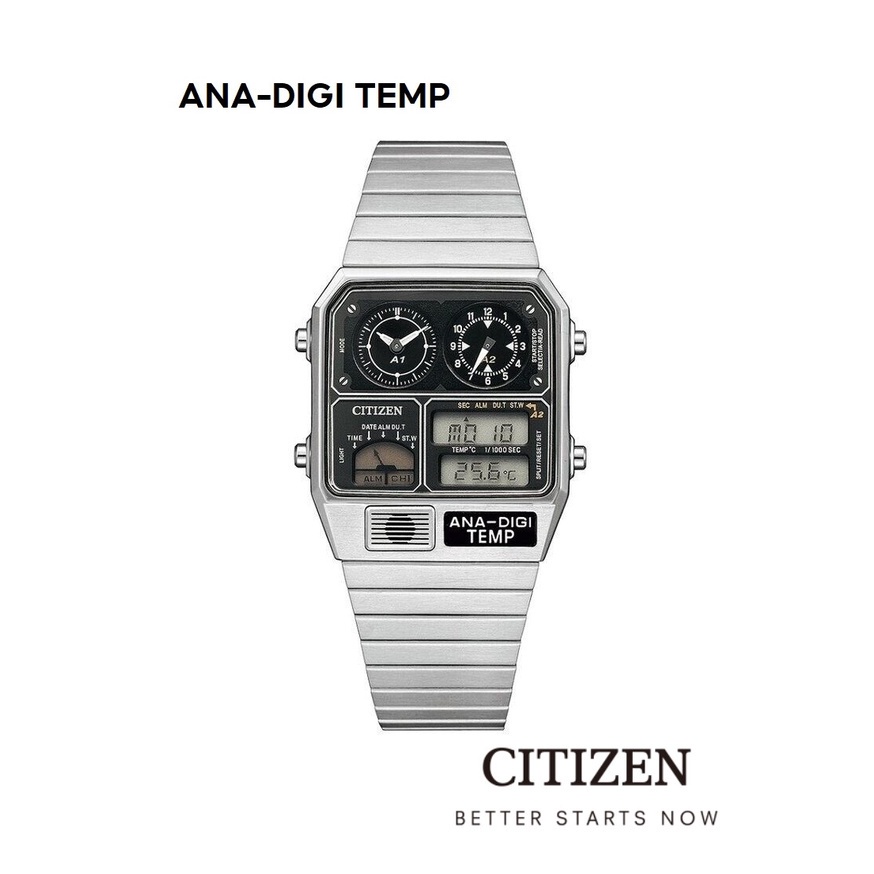 CITIZEN ANA-DIGI TEMP JG2101-78E Stainless Steel Men's Watch Quartz ( นาฬิกาผู้ชายระบบถ่าน )