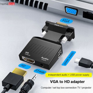 Hd 1080p Vga to Hdmi-compatible converter adapter, hdmi-compatible female to vga male converter with Audio for PC Laptop to Hdtv Projector, hdmi-compatible to Vga Adapter homelove