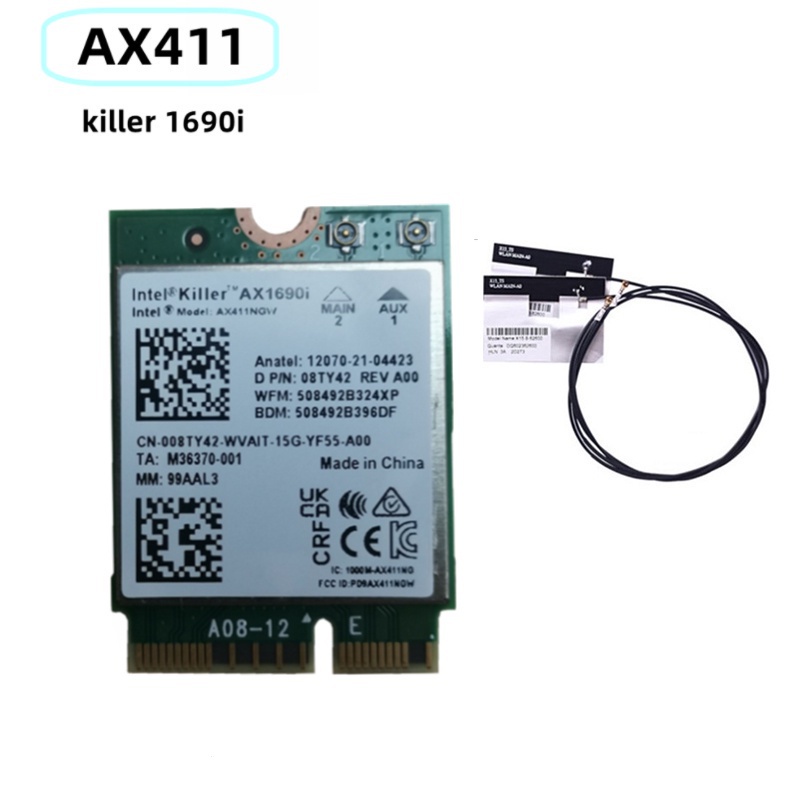 ใหม่ Intel Killer 1690i AX411 tri-band การ์ดเครือข่ายไร้สายในตัว WiFi 6E DELL7710 X14 บลูทูธ 5.3