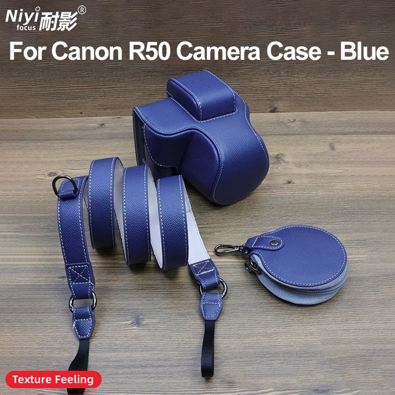 เคสกระเป๋าใส่กล้อง หนัง PU พร้อมสกรูขาตั้งกล้อง และสายคล้องไหล่ สําหรับ Canon EOS R50