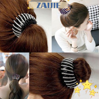 Zaijie24 เครื่องทําผมบันผม คริสตัล พลอยเทียม ที่หนีบผมหางม้า