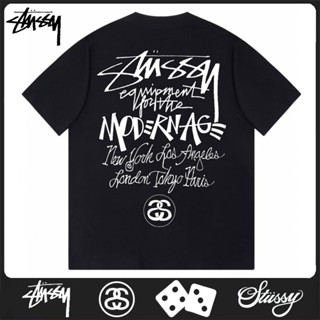 เสื้อยืดแขนสั้น ผ้าฝ้ายแท้ ทรงหลวม ลาย Stussy Stussy สําหรับคู่รัก