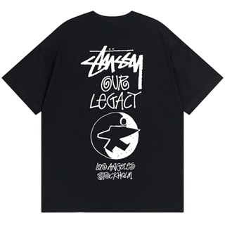 Stussy Stussy เสื้อยืดแขนสั้น ผ้าฝ้ายแท้ พิมพ์ลายกราฟฟิตี้ 270 กรัม แฟชั่นฤดูร้อน สําหรับคู่รัก