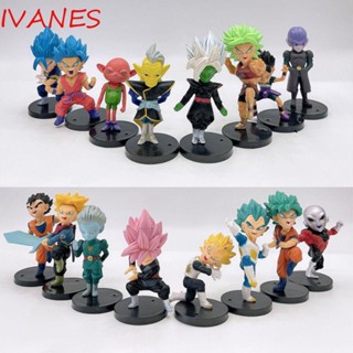 Ivanes ฟิกเกอร์ Dragon Ball Z Super Saiyan Vegeta Broly Piccolo Son Gohan ของเล่นสําหรับเด็ก 16 ชิ้น ต่อชุด