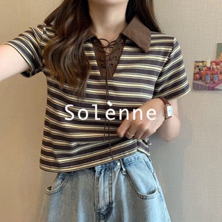 Solenne  เสื้อครอป เสื้อยืดผู้หญิง ครอป baby tee สาวเรโทร 2023 NEW Style รุ่นใหม่ Chic สวย Korean Style A29J1DE 36Z230909