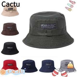 Cactu หมวกบักเก็ต ผ้าฝ้าย ปักลายตัวอักษร สําหรับผู้ชาย และผู้หญิง