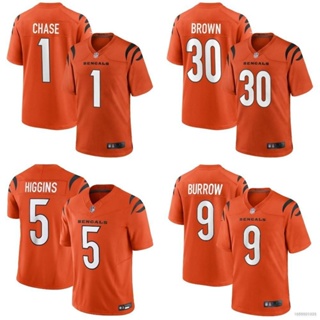 เสื้อกีฬาแขนสั้น ลายทีมชาติฟุตบอล Cincinnati Bengals HQ7 NFL Higgins Burrow Brown QH7