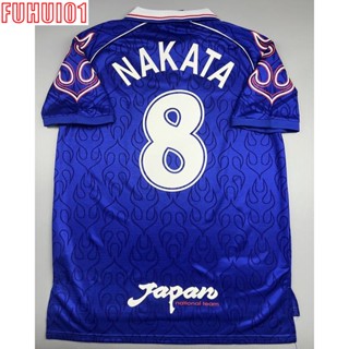 (Fuhui01) เสื้อบอล ย้อนยุค ทีมชาติ ญี่ปุ่น 1998 เหย้า ลายไฟ Retro Japan Home เบอร์ชื่อ 8 NAKATA เรโทร คลาสสิค