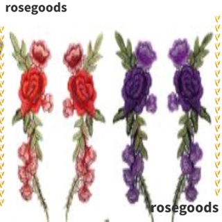 Rosegoods1 แผ่นผ้าโพลีเอสเตอร์ ปักลายดอกไม้ สีม่วง DIY สําหรับกระเป๋าเป้สะพายหลัง