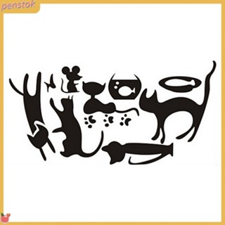 ปากกา|  สติกเกอร์ไวนิล ลายแมวดํา และหนูน่ารัก ลอกออกได้ สําหรับติดตกแต่งผนังบ้าน 1 แผ่น