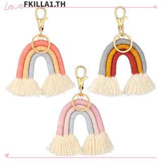 FACCFKI พวงกุญแจไฟเบอร์ ห้อยพู่ สีรุ้ง สําหรับห้อยกระเป๋าถือ 1 ชิ้น 3 ชิ้น