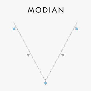 Moidan สร้อยคอโซ่ เงินแท้ 925 จี้เทอร์ควอยซ์ ซ้อนกันได้ เครื่องประดับแฟชั่น สําหรับผู้หญิง ปาร์ตี้