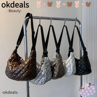 OKDEALS กระเป๋าสะพายไหล่ สะพายข้าง ผ้าฝ้าย ทรงโท้ท มีแผ่นรอง สําหรับผู้หญิง