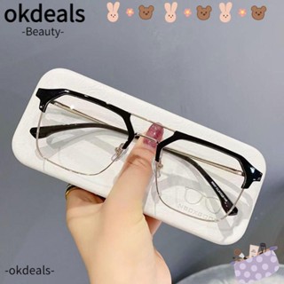 OKDEALS แว่นตาสายตาสั้น กรอบโลหะ ทรงสี่เหลี่ยม น้ําหนักเบา สไตล์วินเทจ