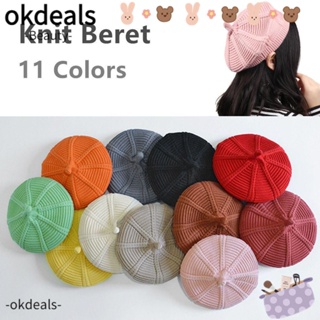 OKDEALS หมวกบีนนี่ ผ้าถัก สีพื้น แฟชั่นฤดูใบไม้ผลิ และฤดูใบไม้ร่วง และฤดูหนาว สําหรับเล่นสกี