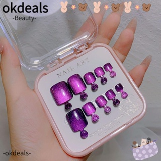 Okdeals เล็บปลอม แบบกระจก ทรงสี่เหลี่ยม สําหรับตกแต่งเล็บเท้า