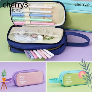 Cherry3 กระเป๋าดินสอ ผ้าไนล่อน ความจุขนาดใหญ่ มีซิป ใส่สบาย