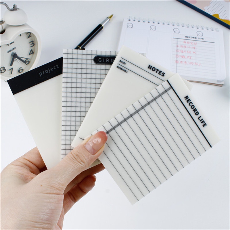 50 แผ่นโปร่งใสกันน้ํา Sticky Note Pads Notepads Posites สําหรับเครื่องเขียนโรงเรียนอุปกรณ์สํานักงาน