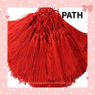 PATH ไหมขัดฟันนุ่ม แฮนด์เมด พู่ที่คั่นหนังสือ ของที่ระลึก DIY อุปกรณ์เสริม ห่วงโพลีเอสเตอร์ สีแดง 5 นิ้ว สําหรับทําเครื่องประดับ 100 ชิ้น