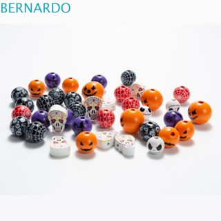 Bernardo ลูกปัดไม้ รูปหัวกะโหลกฟักทอง 16 20 25 มม. หลากสี สําหรับตกแต่งฮาโลวีน 10 ชิ้น