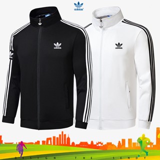 Adidas เสื้อแจ็กเก็ตกันลม ปักลายโลโก้ Origianl Clover 100% มีซิป พลัสไซซ์ สําหรับผู้ชาย ผู้หญิง