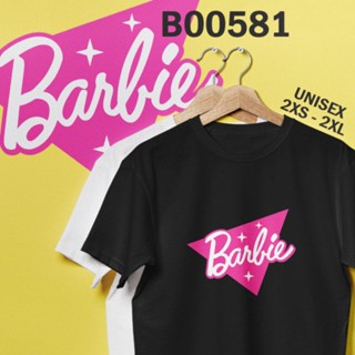 【2023】Barbie logo family T shirt Kids Adults woman unisex cotton summer loose size round neck short sleeves tee white B0