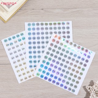 Inspg&gt; ใหม่ สติกเกอร์ป้ายแท็กตัวเลข 1-300 เลเซอร์ กันน้ํา สําหรับติดตกแต่งเล็บ