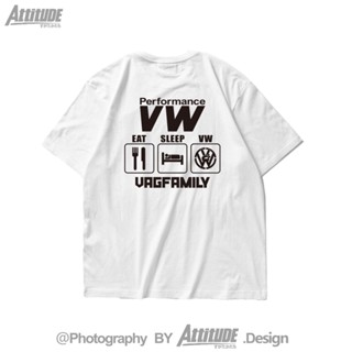 เสื้อยืดแขนสั้น ผ้าฝ้าย พิมพ์ลาย Attitude Volkswagen VW Golf GTI Scirco R Sagitar GLI ดัดแปลง สําหรับผู้ชาย