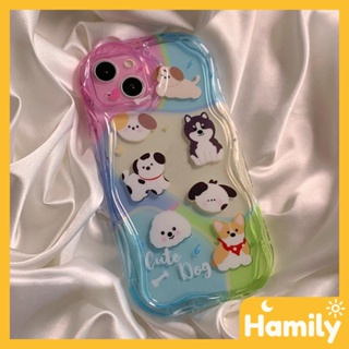 iPhone 11 Case Soft TPU Curved Wave Case Transparent Glossy Cartoon Puppy Camera Protection Shockproof Compatible with iPhone 14 13 12 11 pro max 7 8 plus x xs xr