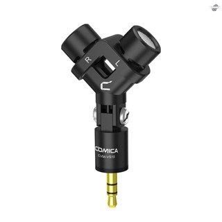 {fly} COMICA CVM-VS10 Mini Flexible XY Stereo Microphone Mic 3.5mm TRS Plug 90° Adjustable for  Action Camera DSLR Camera Black