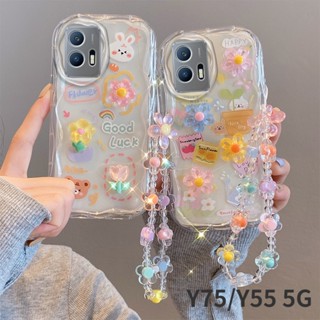 เคสโทรศัพท์มือถือ ลายการ์ตูนหยัก พร้อมสายคล้องมือ สําหรับ Vivo Y75 Y55 Y76 Y77 Y52 IQOO U5 5G Y85 V9 Y89 Z1i Y02S Y91i y93s