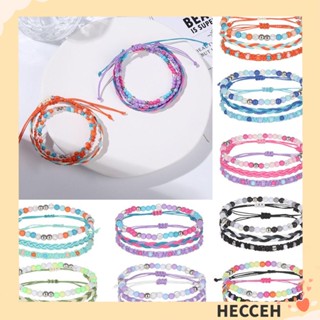 Hecceh สร้อยข้อมือลูกปัด หลายสี แฮนด์เมด หลายชั้น 3 ชิ้น/ชุด สําหรับผู้หญิง