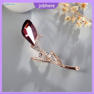 [Jobhere] เข็มกลัดคริสตัล รูปดอกทิวลิป ฝังเพชร อเนกประสงค์ หรูหรา เครื่องประดับ สําหรับผู้หญิง ทุกโอกาส