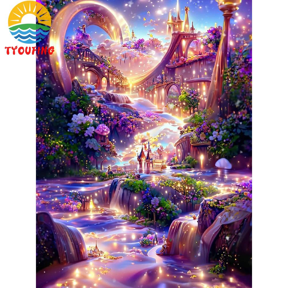 [Tyoufs.Th] ชุดงานจิตรกรรมเม็ดบีด ทรงเพชรกลม รูปปราสาทในฝัน 5D สําหรับตกแต่งบ้าน DIY