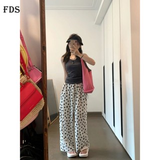 Fds FDS กางเกงขายาว ขากว้าง ลายดอกไม้ ทรงหลวม ใส่สบาย แฟชั่นฤดูร้อน สไตล์เกาหลี สําหรับผู้หญิง