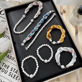 Shidi Brand Pearl Silk Scarf Necklace Magnetic Buckle Scarf All-match High-end Lazy Multi-functional Decorative Clavicle Chain