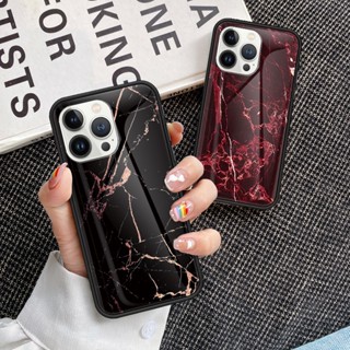 เคสโทรศัพท์มือถือกระจกนิรภัย แบบแข็ง ลายหินอ่อน สําหรับ iphone 15 Pro Max 15Pro