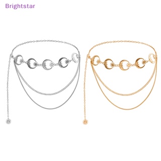 Brightstar 1 ชิ้น หลายชั้น ผู้หญิง แฟชั่น เข็มขัด สะโพก โซ่ เอวสูง ดวงอาทิตย์ โลหะ เข็มขัด ใหม่