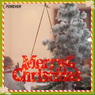 Forever สายไฟหิ่งห้อย รูปตัวอักษร Merry Christmas สีขาวอบอุ่น สําหรับแขวนตกแต่งปาร์ตี้คริสต์มาส ในร่ม กลางแจ้ง