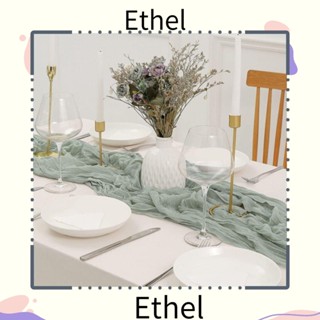 Ethel1 ผ้าปูโต๊ะ ทรงสี่เหลี่ยมผืนผ้า สไตล์โบฮีเมียน สีเทา สีเขียว 158 นิ้ว สําหรับตกแต่งปาร์ตี้ 2 ชิ้น